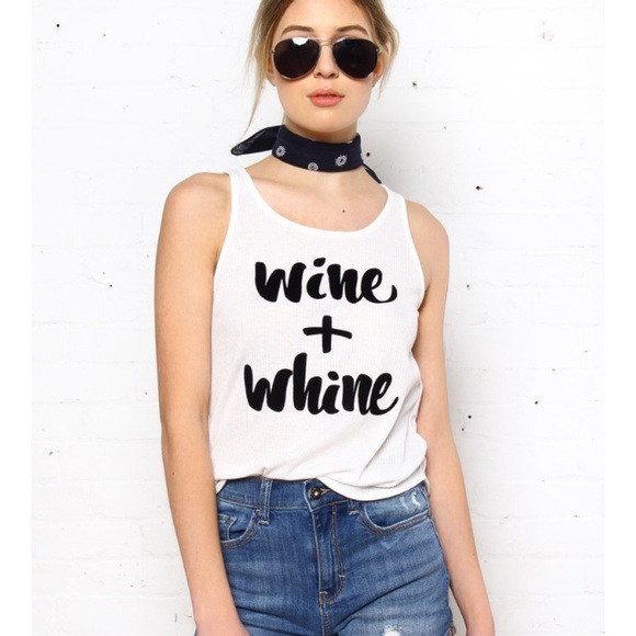 MINKPINK Tops - NWT MINKPINK Wine + Whine Graphic Tank White Small